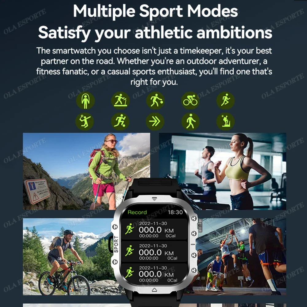 Outdoor Sports Smart Watch 2.01" HD Bluetooth Calling & LED