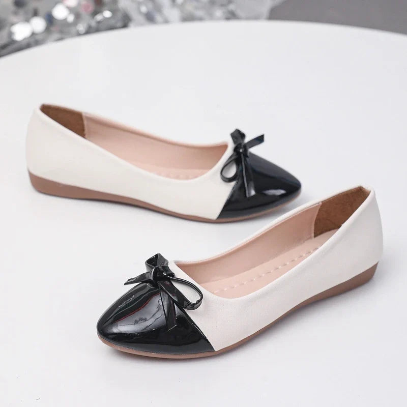 Women's Bow Ballet Flats – Pointed Toe Mary Jane Slip-On Shoes