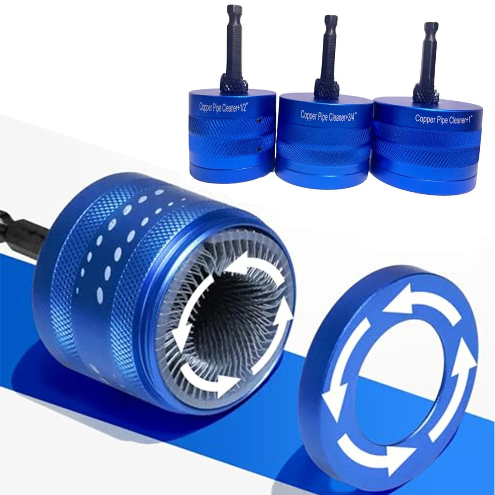 Copper Pipe Cleaning Brush Set – Drill-Powered 1/2, 3/4 & 1 In