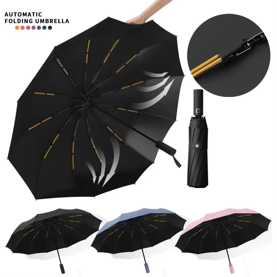 Auto Open Close Compact Travel Umbrella – UV & Rain Protection