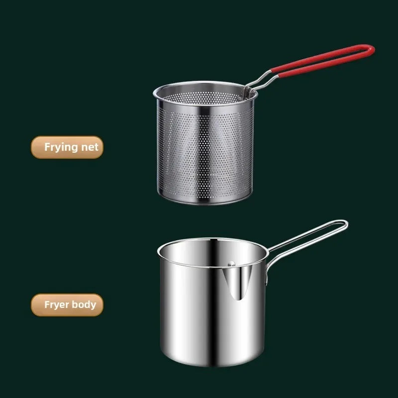 Stainless Steel Mini Deep Fryer Pot & Basket – 12cm Induction
