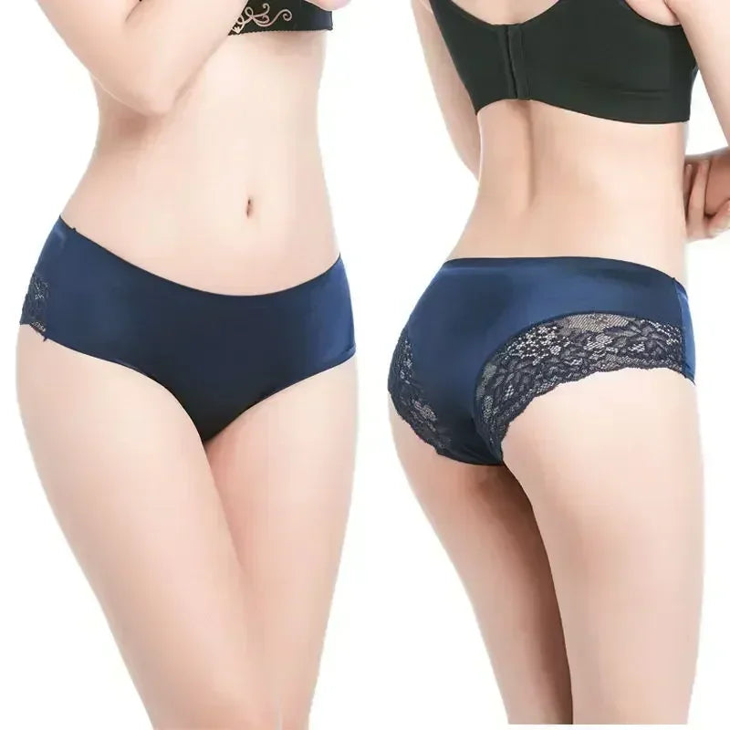Women's Seamless Lace Briefs 3-Pack – Soft Cotton Low Rise Panties