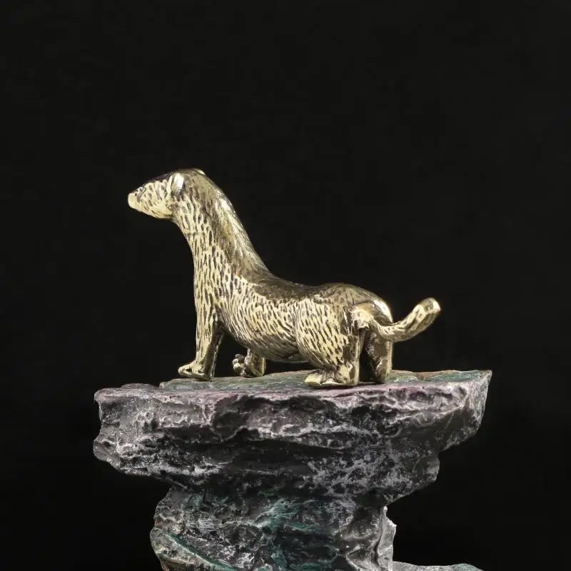 Otter Antique Bronze Statue | Solid Copper Figurine Desk Decor