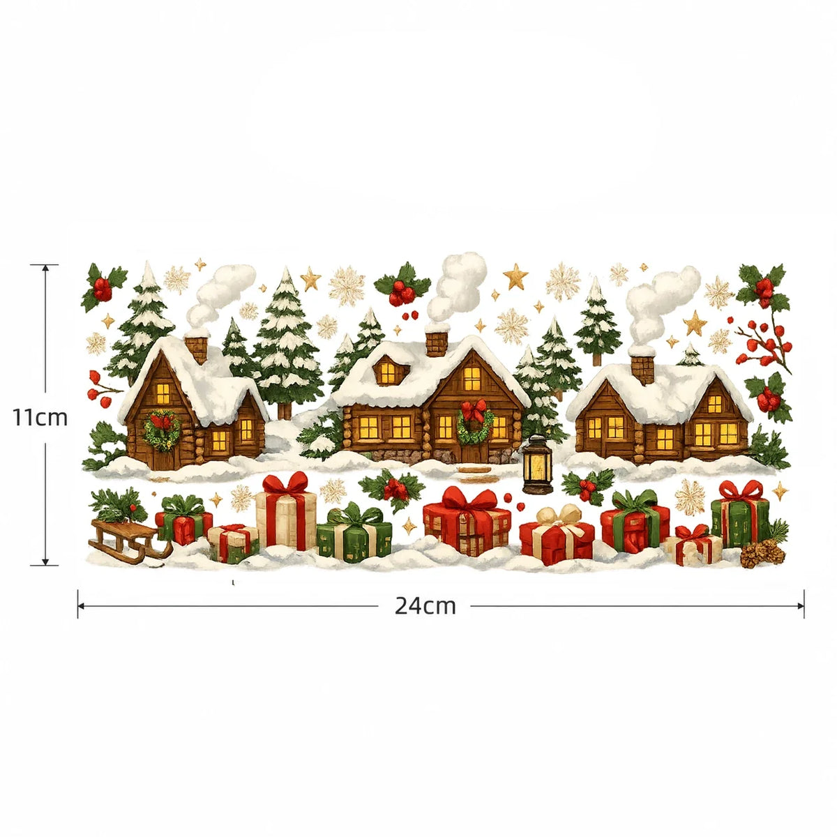 Christmas UV DTF Transfer Sticker | Snowy Cabin Cup Wrap Decal