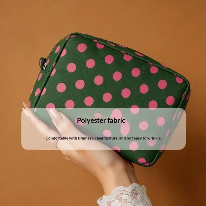 Polka Dot Waterproof Makeup Bag | Travel Toiletry Organizer
