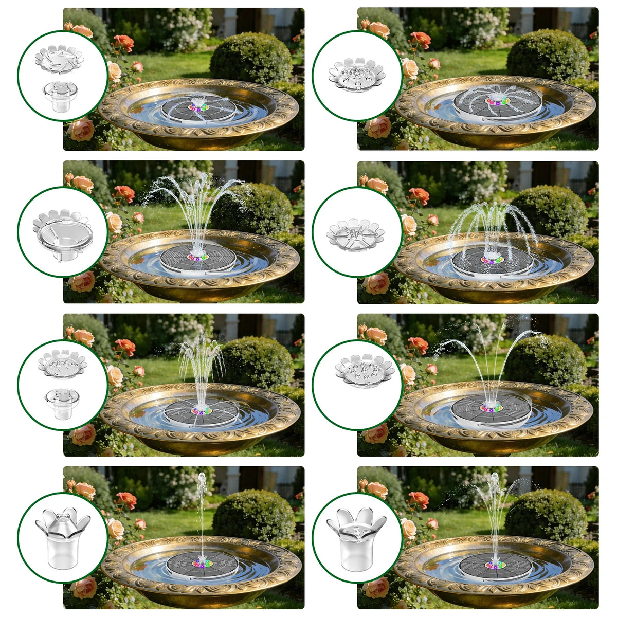6.5W Solar Bird Bath Fountain Pump – LED Lights & Battery