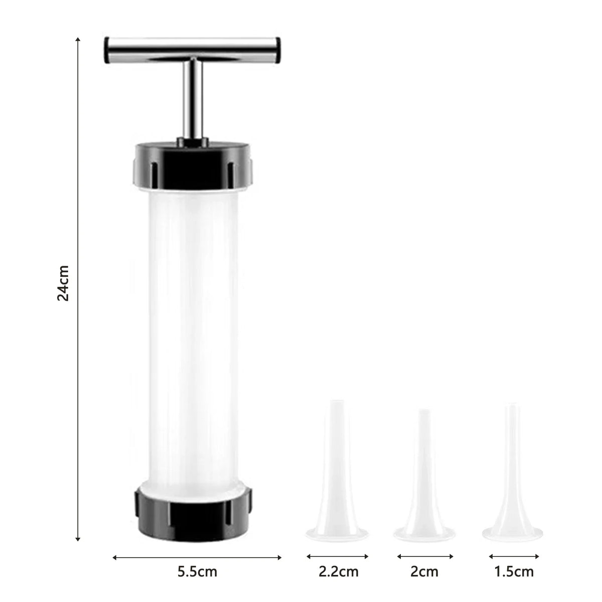 Manual Sausage Maker with 3 Filler Nozzles | Hand Push Stuffer