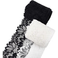 10 Yards Stretch Embroidery Lace Ribbon Trim – 4" Wide, Black & White