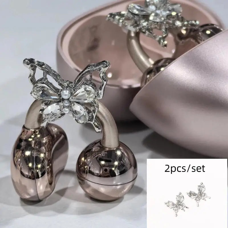Rhinestone Clip-On Earbud Charms – 2Pcs DIY Earphone Decor