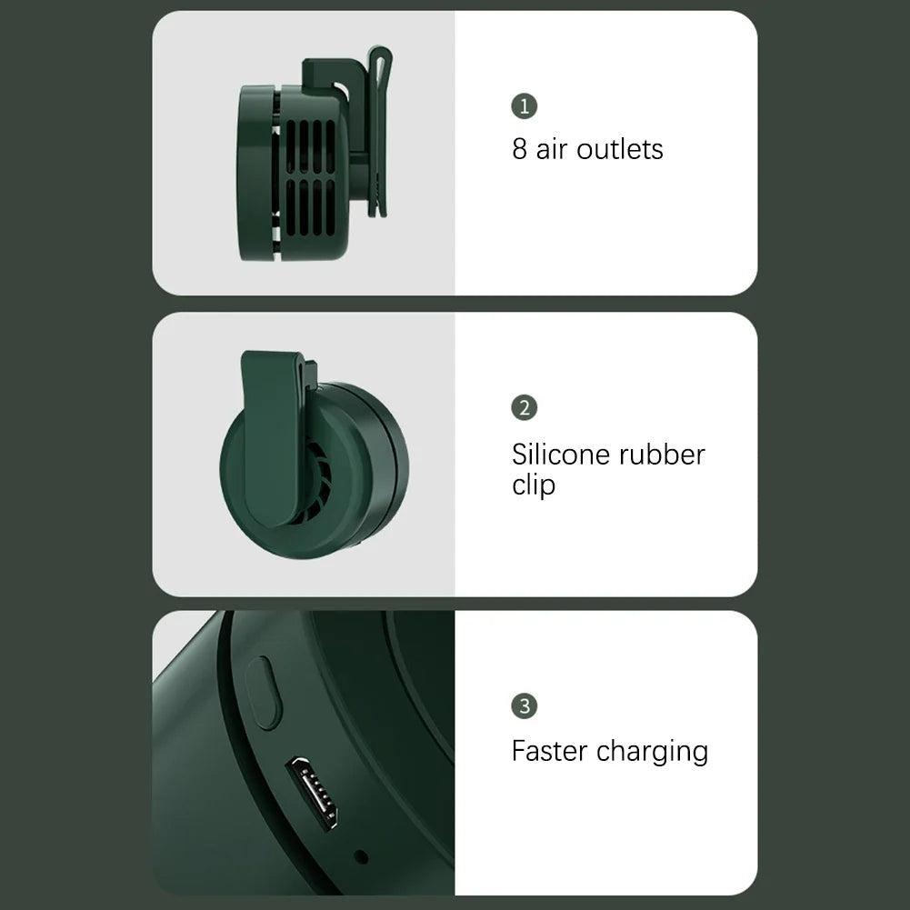 Portable Clip-On Fan | USB Rechargeable 3-Speed Waist Fan