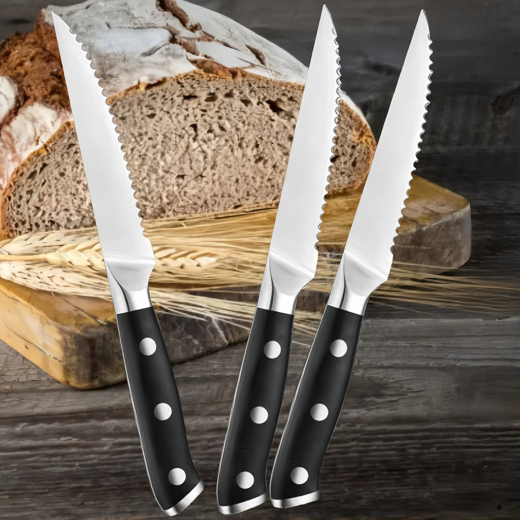 Serrated Steak Knife Set – Stainless Steel ABS Handle 1-6 Pc