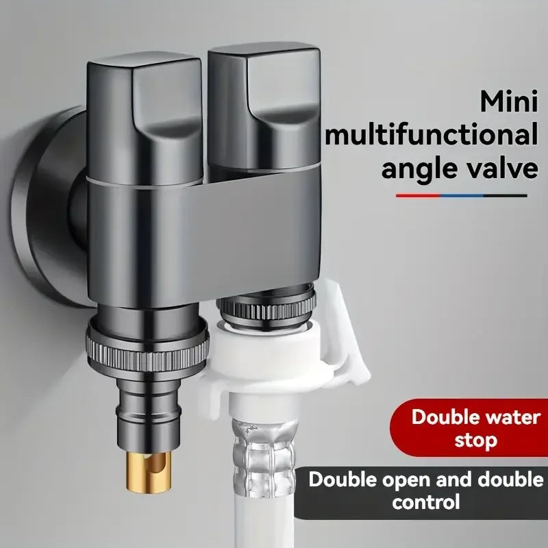 Stainless Steel G1/2 Double Outlet Angle Valve | Bathroom Faucet