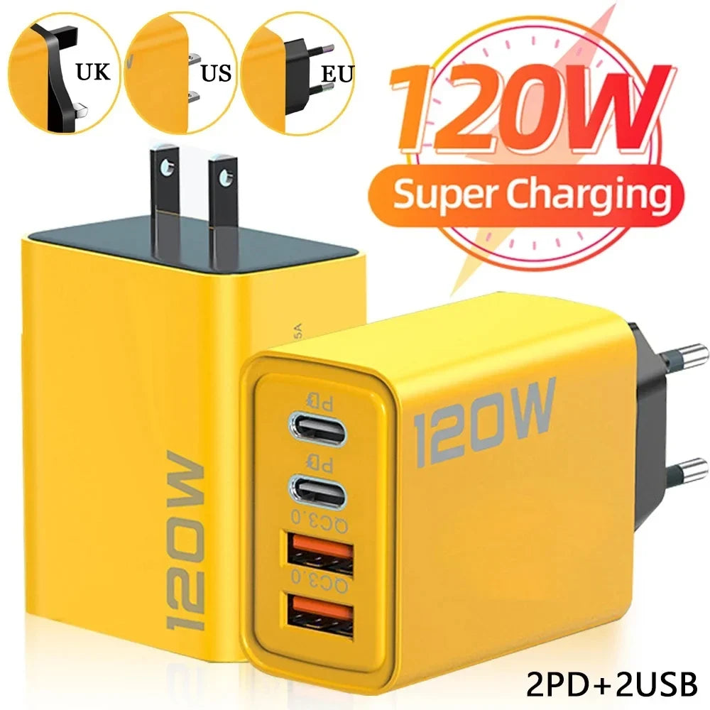 120W 4-in-1 USB-C Desktop Fast Charger | Multi-Port PD Adapter