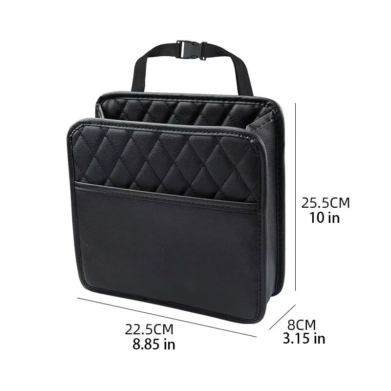 Multi-functional Car Seat Back Storage Bag Leather Garbage Can Most