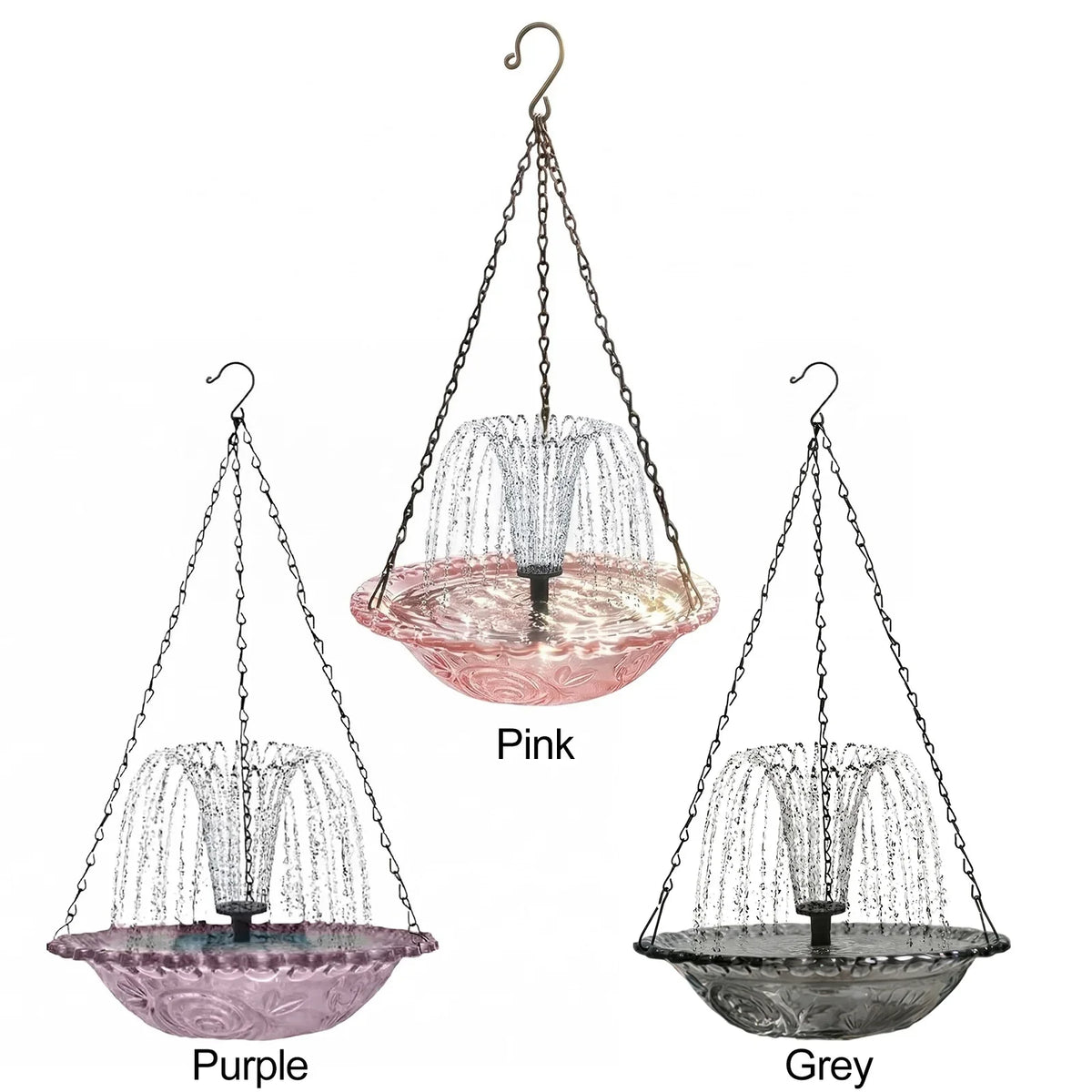 Solar Fountain Hanging Bird Bath Wildlife Feeder Bowl Powered Pump