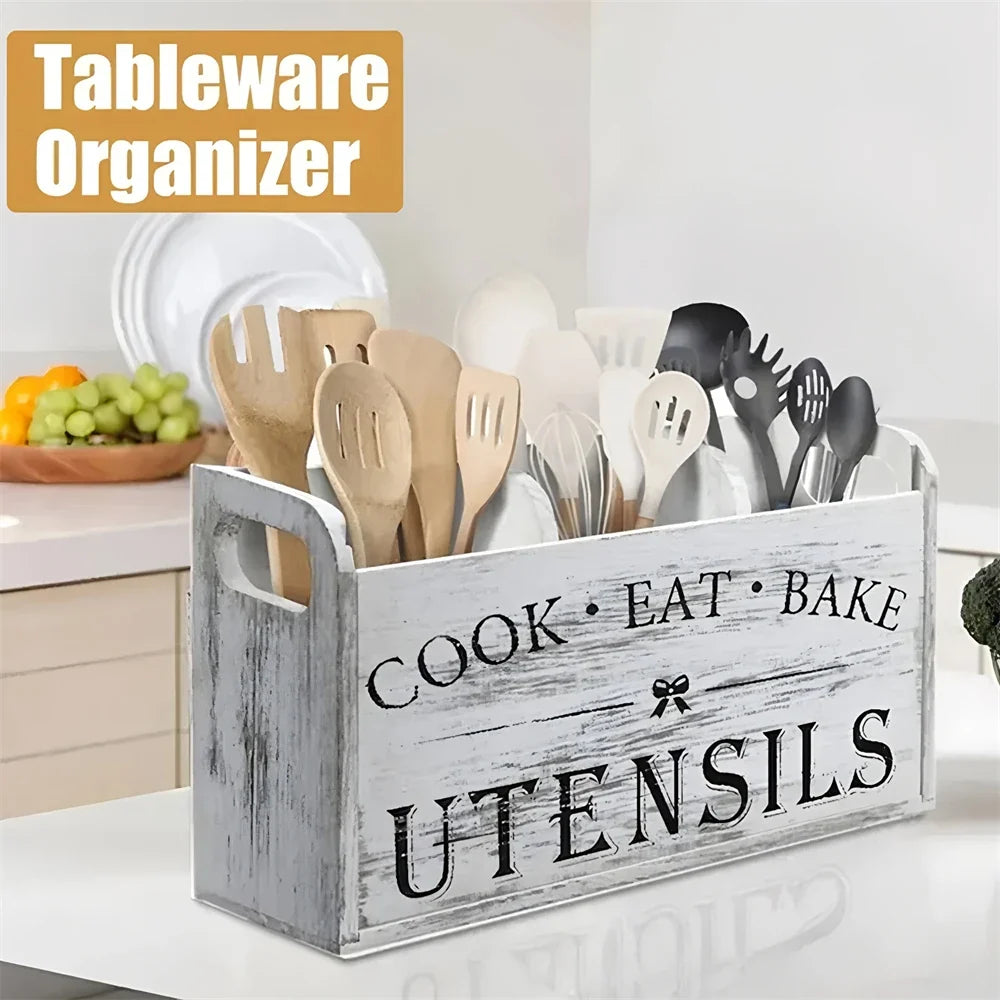 Multi-Compartment Cutlery & Utensil Organizer Storage Box