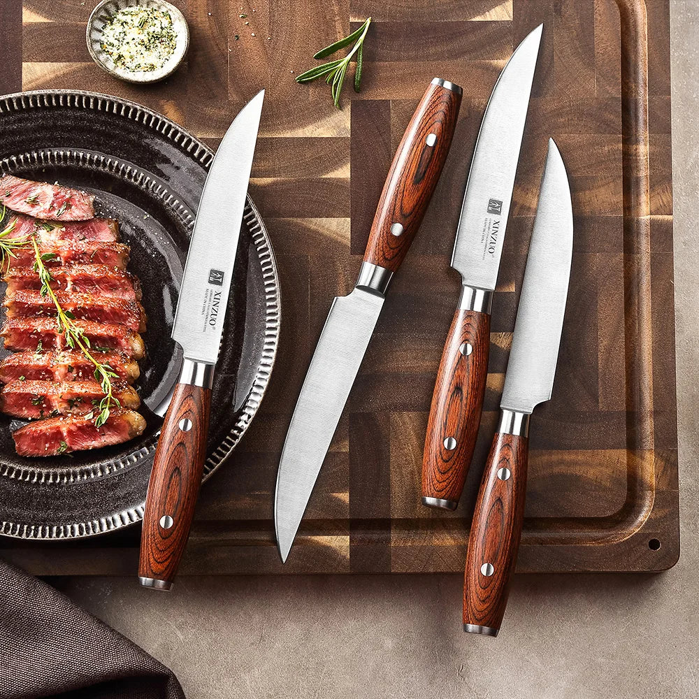 XINZUO 5" Steak Knife Set | German 1.4116 Steel & Pakkawood