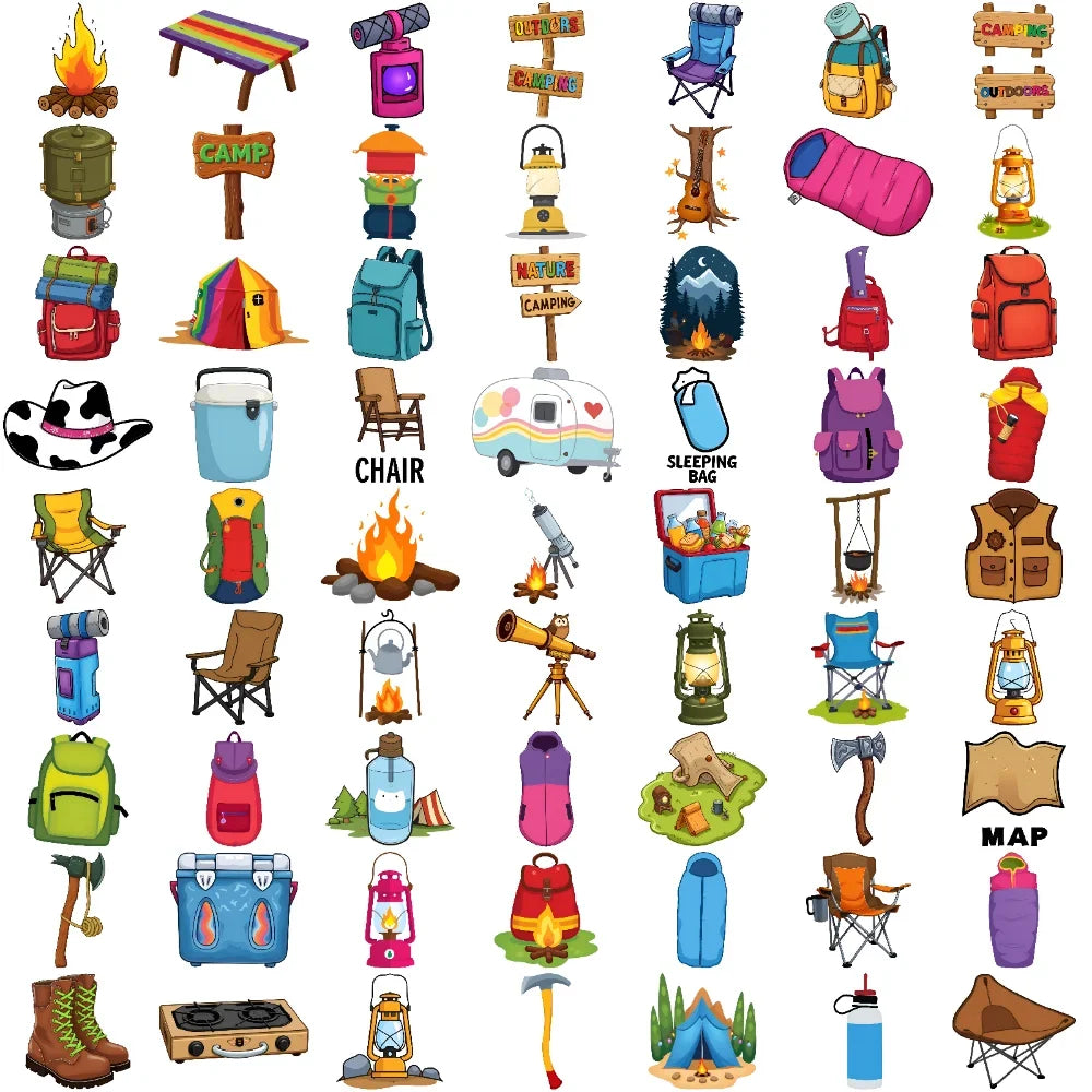 63pcs Camping Outdoor Temporary Tattoo Stickers for Kids & Boys