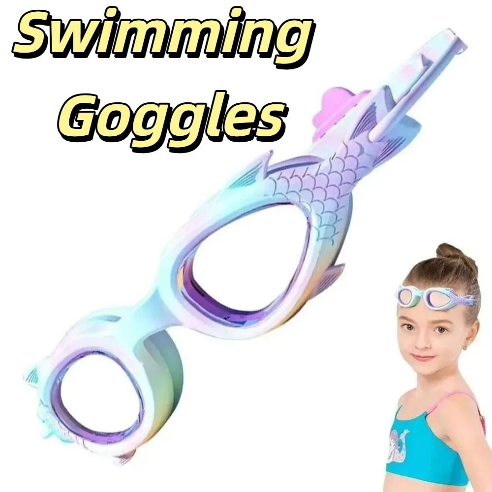 Kids Anti-Fog Swimming Goggles – Fish Shape Silicone, Ages 3–14