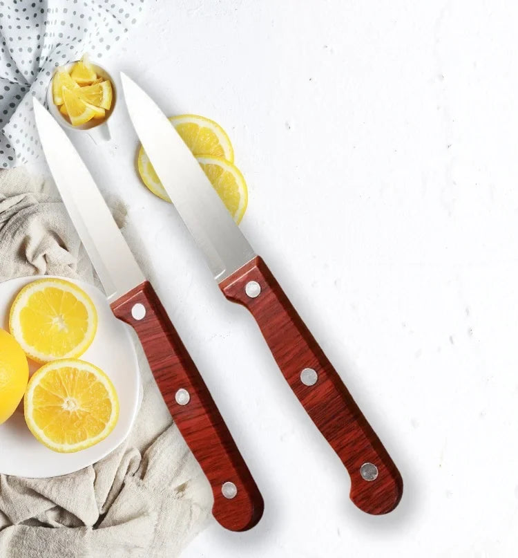 Stainless Steel Fruit Paring Knife with Wooden Handle