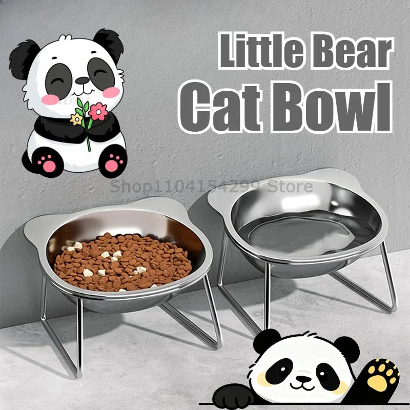 304 Stainless Steel Raised Cat Bowl | 15° Tilted Elevated Design
