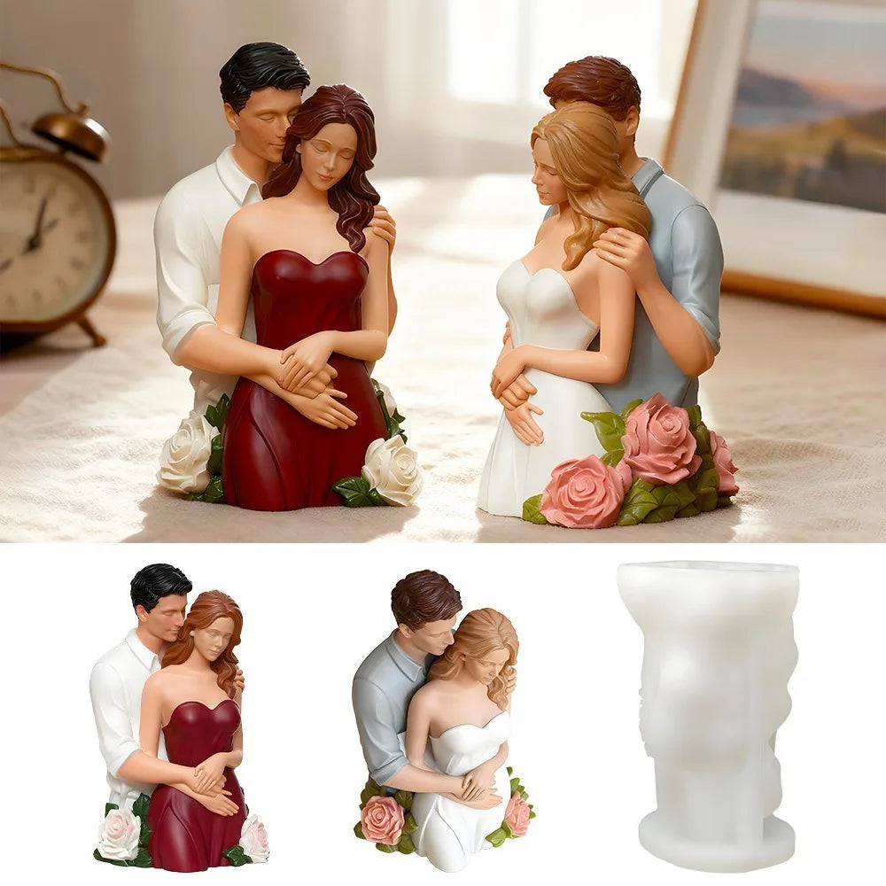Romantic Valentine's Day Couple Candle Mold 3D Angel Easy Demould DIY