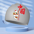 Lion Dance Waterproof Silicone Swimming Cap – Adult Long Hair