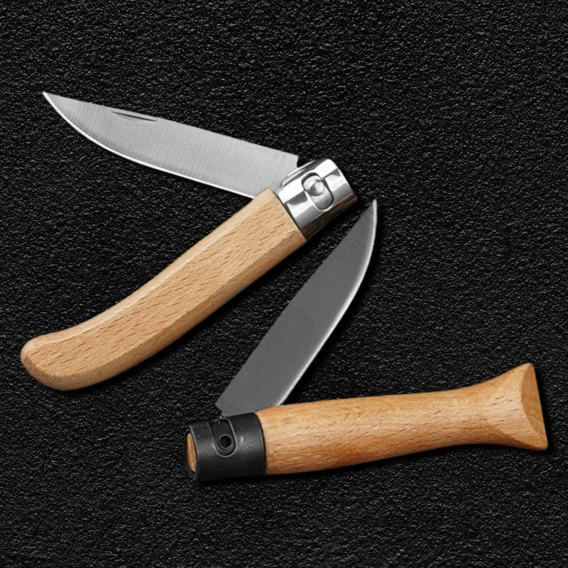 FL FLYWOD Folding Knife – 3CR13 Steel Wood Handle & Sheath