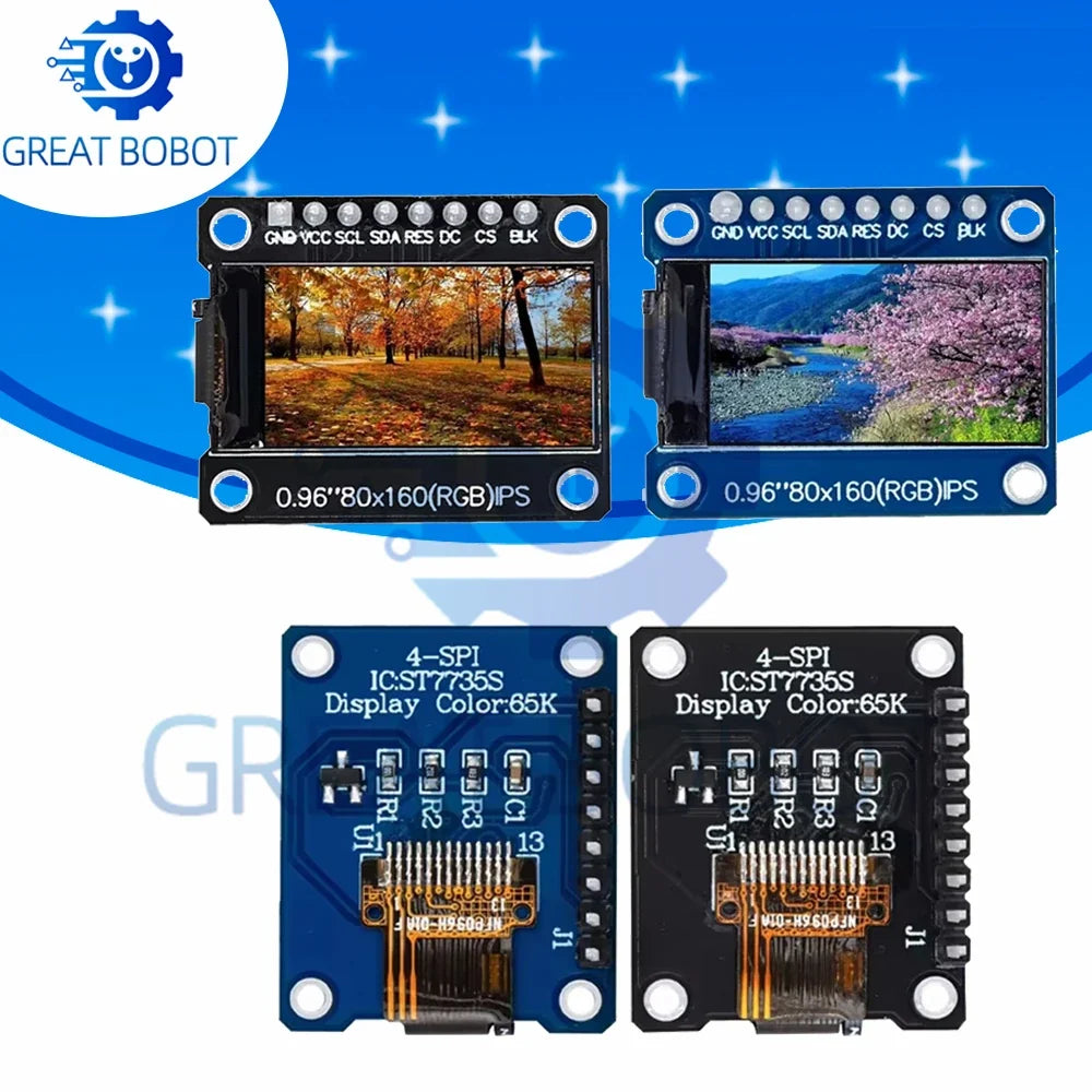 0.96" TFT LCD SPI Display Module ST7735 65K Color for Arduino