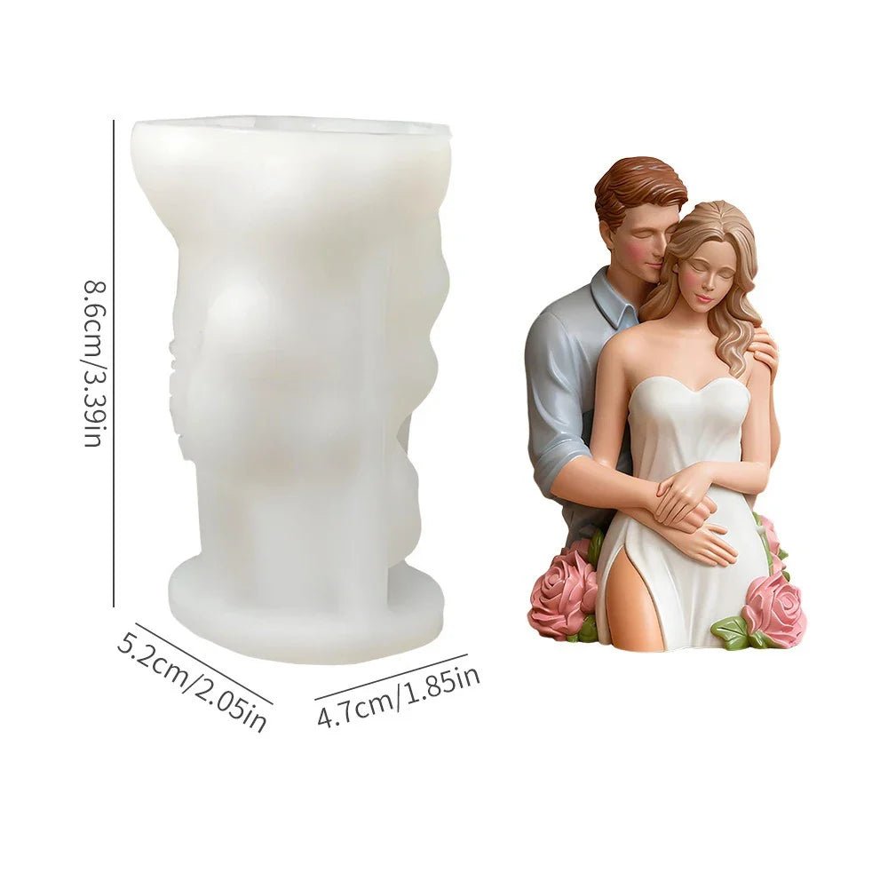 Romantic Valentine's Day Couple Candle Mold 3D Angel Easy Demould DIY