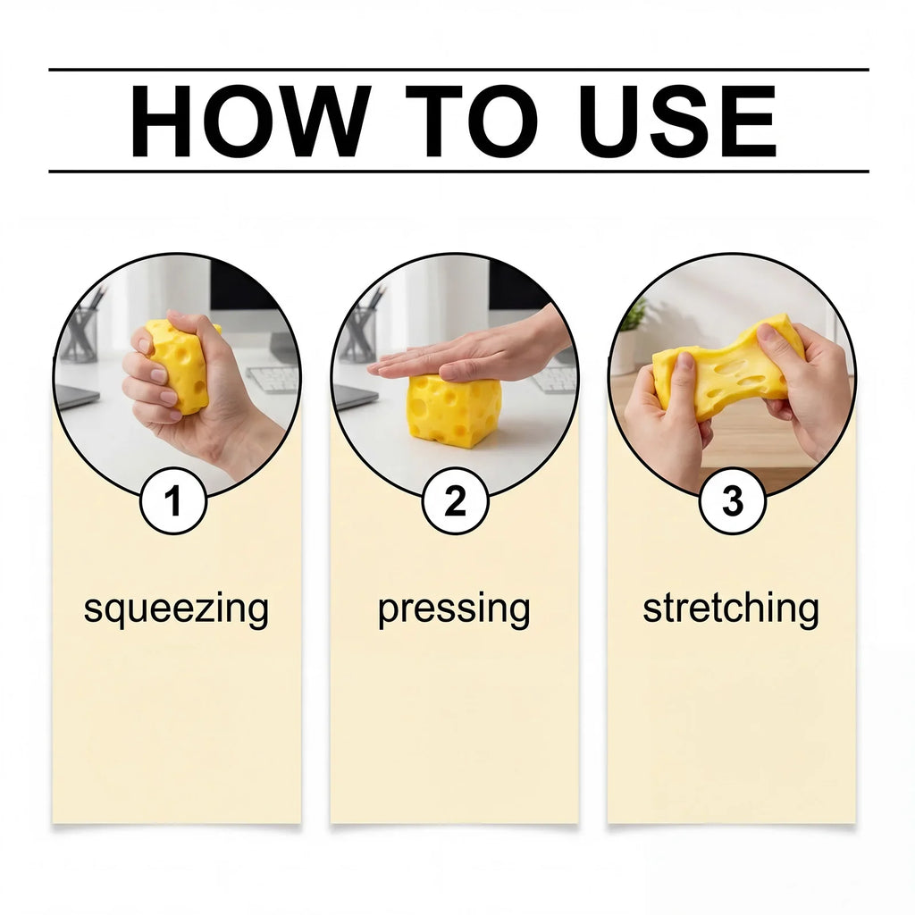 Squishy Cheese Stress Ball – Sensory Squeeze Toy Kids & Adults