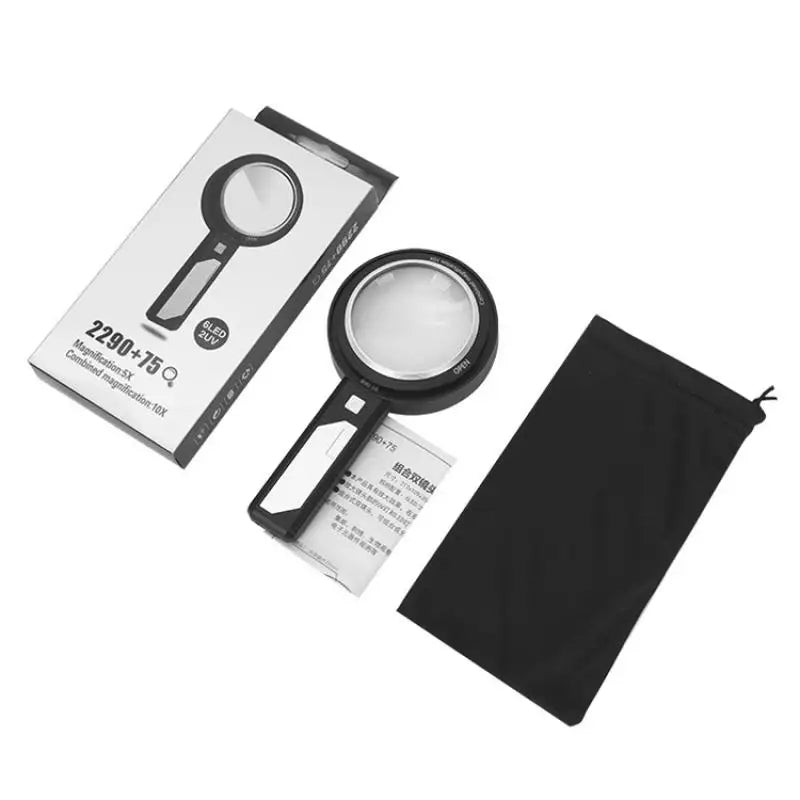 Illuminated Magnifying Glass 5X 10X 15X – 6 LED & UV Lights