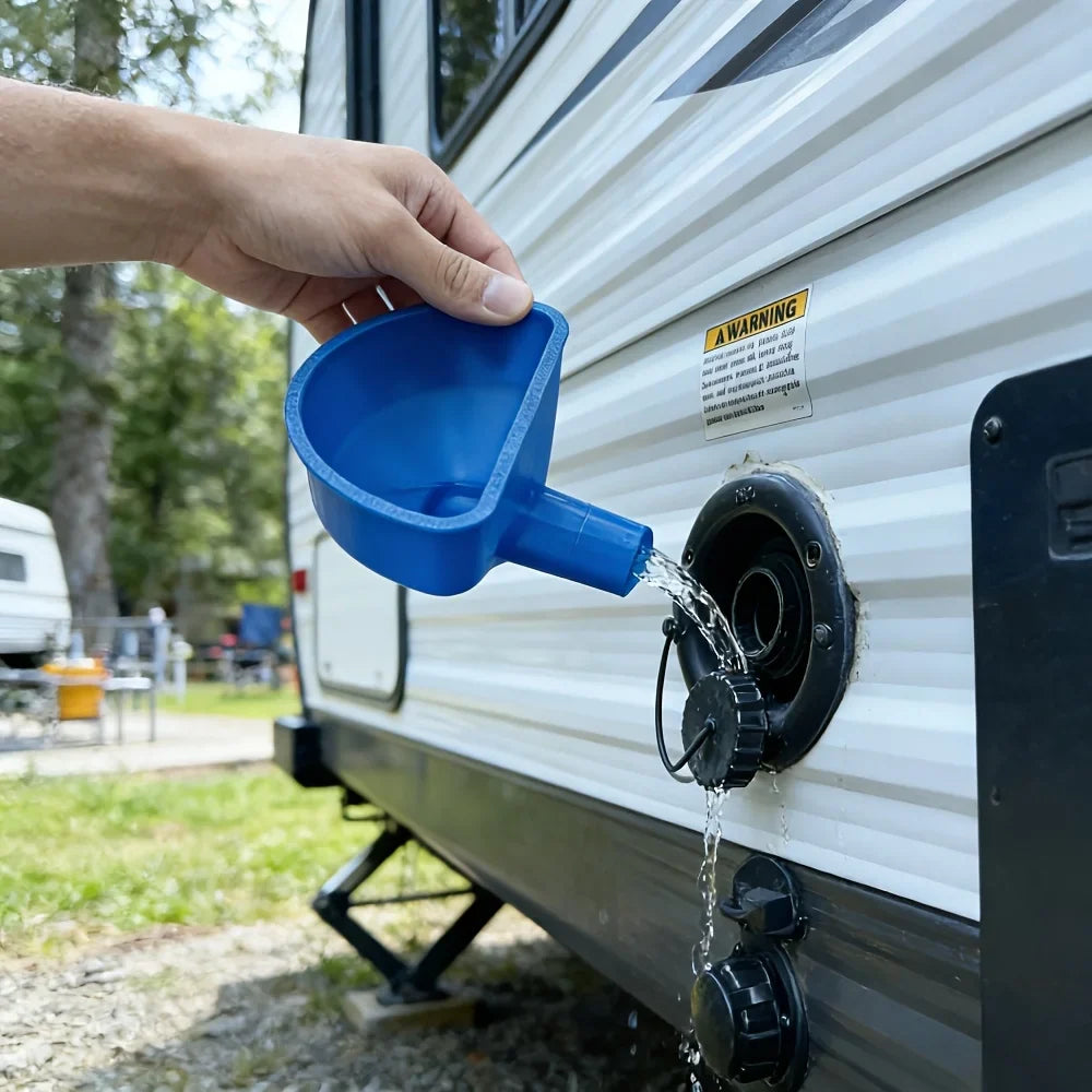RV Fresh Water Tank Funnel – Universal for Campers & Trailers