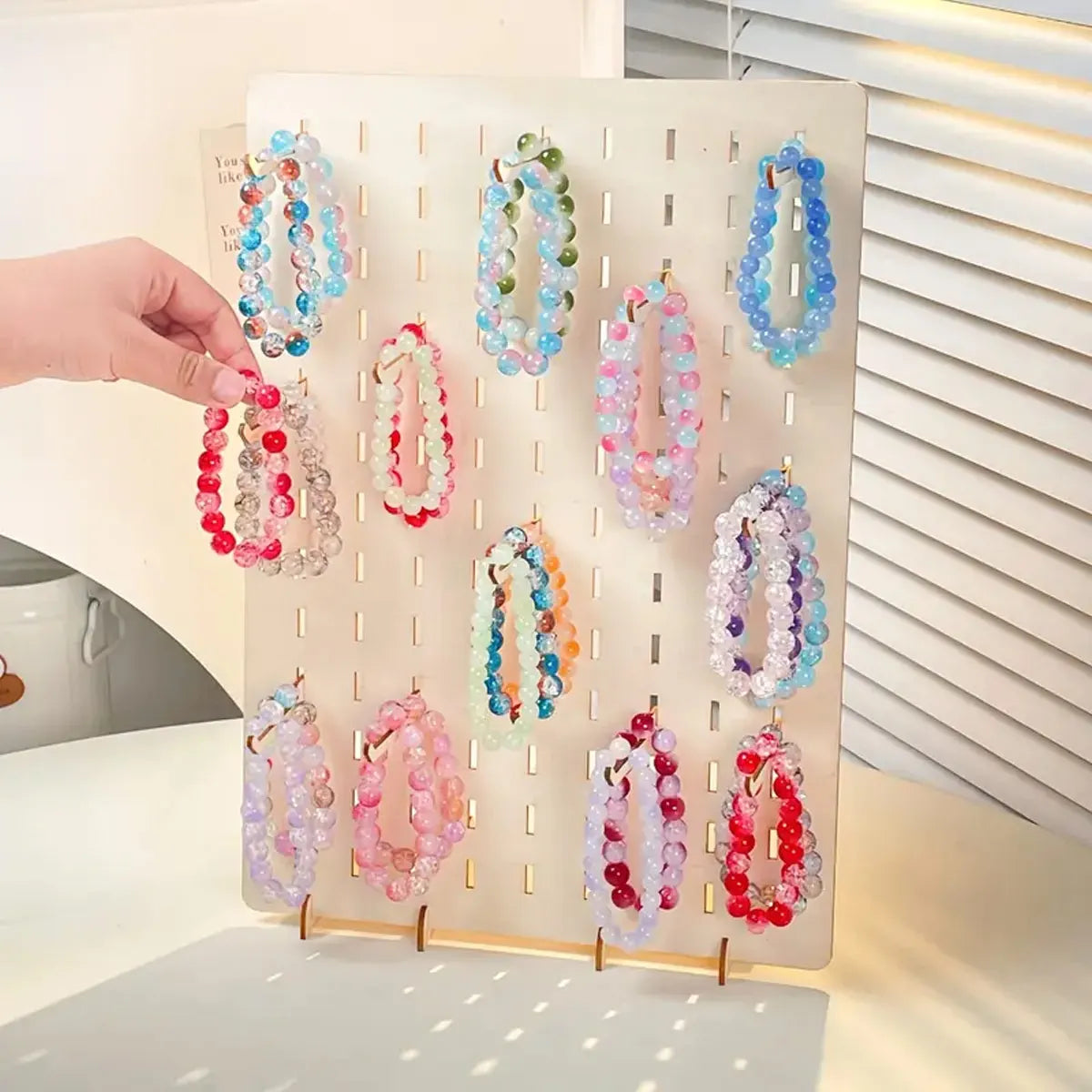 Creative Wooden Display Rack Jewelry Storage Elegant Earring Necklace