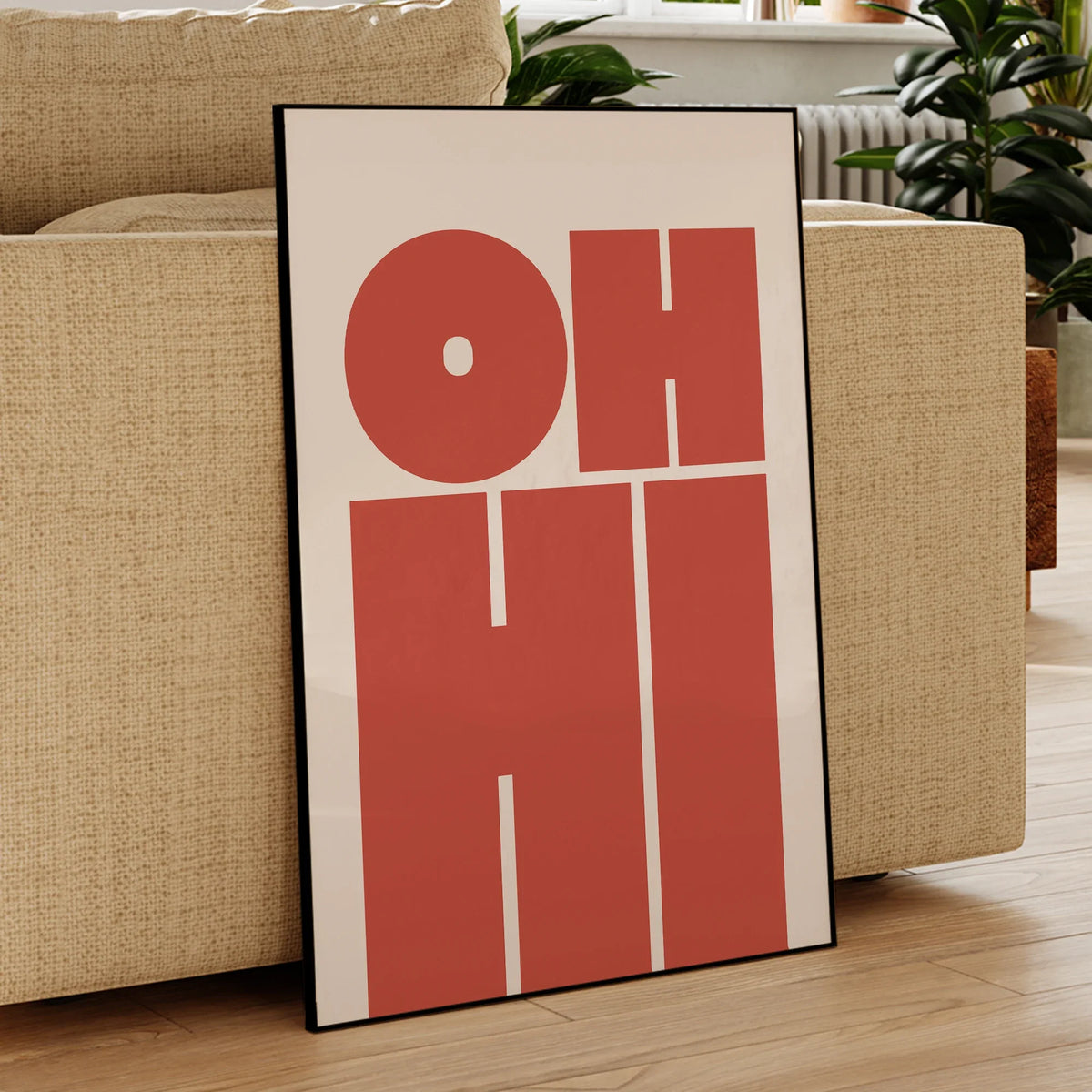 "Oh Hi" Minimalist Greeting Canvas Wall Art Print | Home Decor