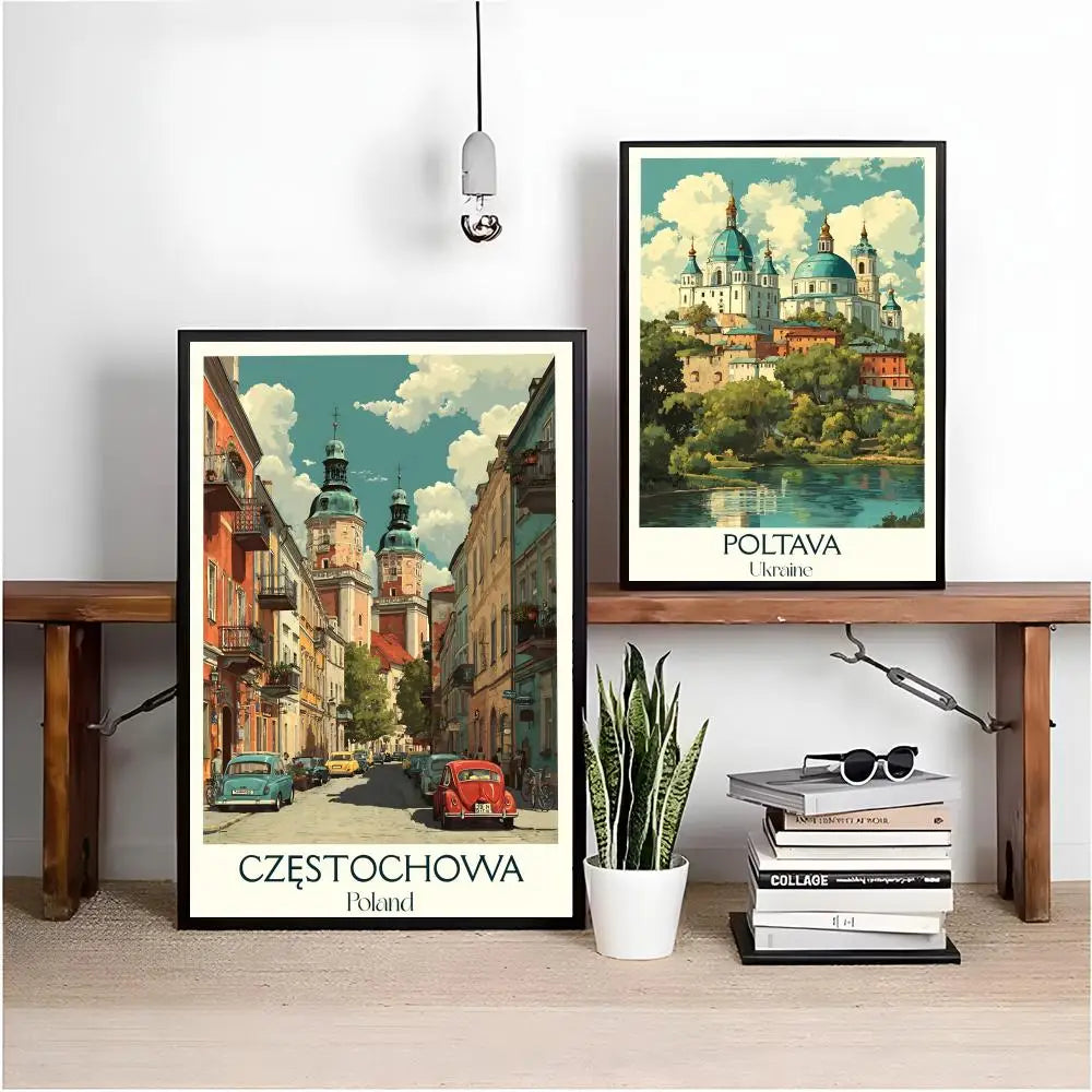 Vintage Poland City Minimalist Wall Art Poster Sticker
