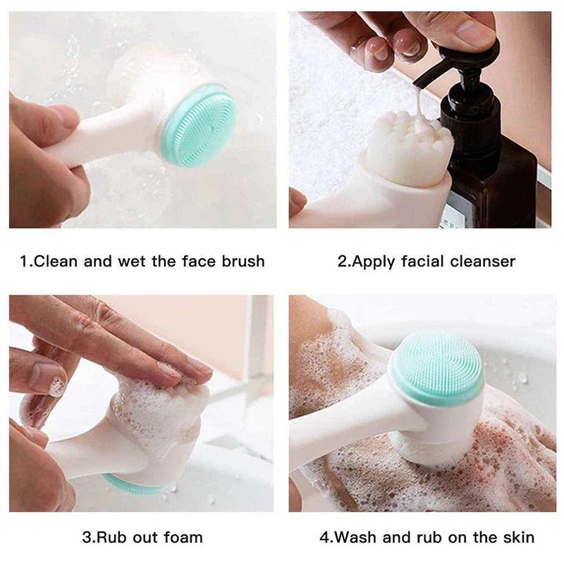 Double-Sided Silicone Facial Cleansing Brush & Exfoliator