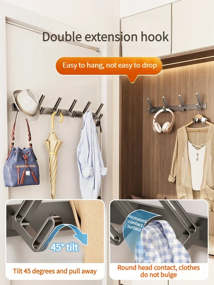 YUNJIEYA 6-Hook Aluminum Wall Hook | Robe & Door Hanger