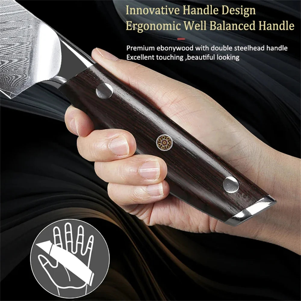 67-Layer Damascus Steel Paring Knife – Fruit Peeling Knife