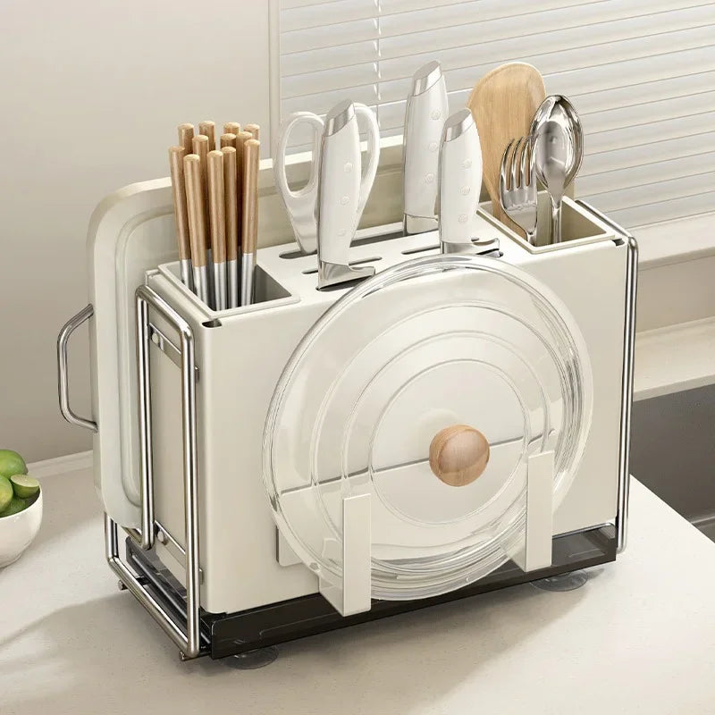 Multifunctional Kitchen Rack | Cutlery, Knife & Lid Organizer