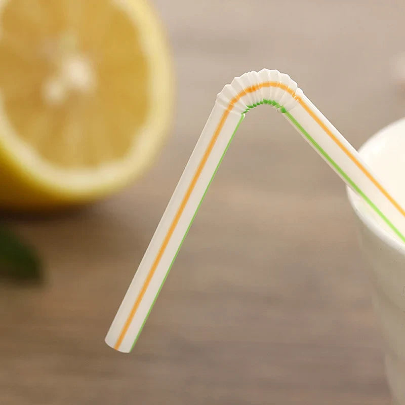 100Pcs Colorful Bendable Drinking Straws | Party, Bar & Milk Tea