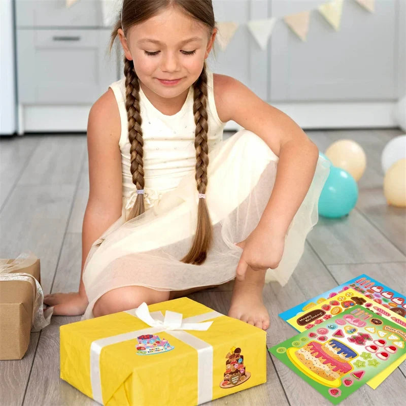 Puzzle Assemble Birthday Cake Stickers Sheets Kids Children Party