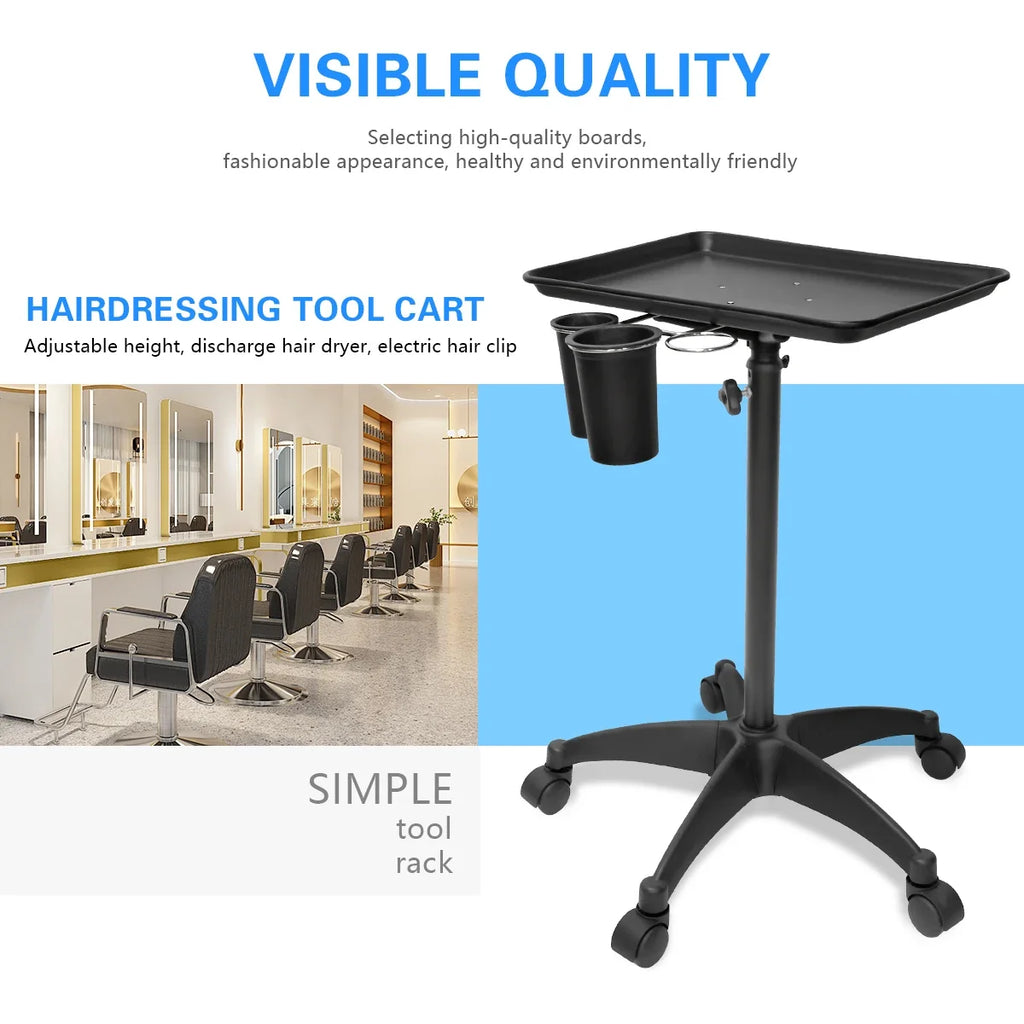 Height-Adjustable Salon Rolling Trolley Cart | Spa & Barber