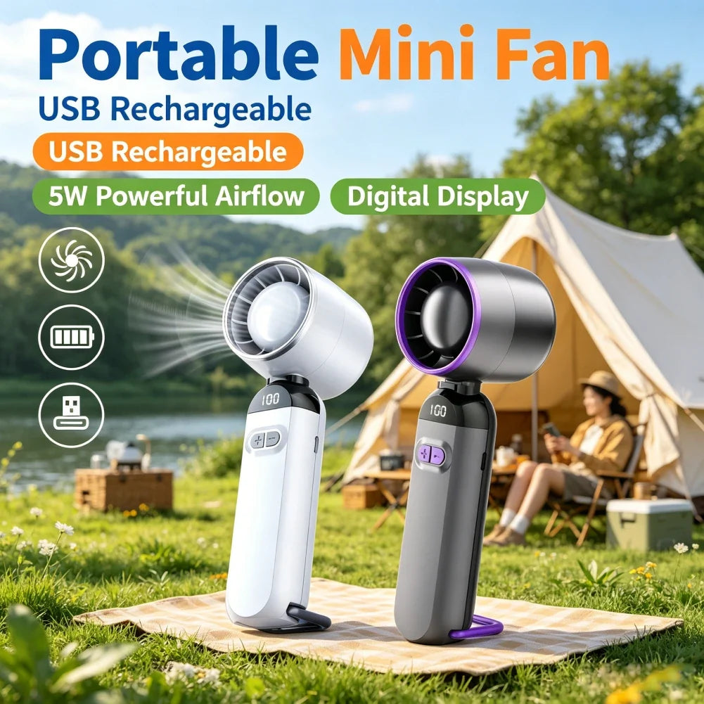 Portable Speed Cooling Handheld Fan 3000mAh Rechargeable 100 Wind