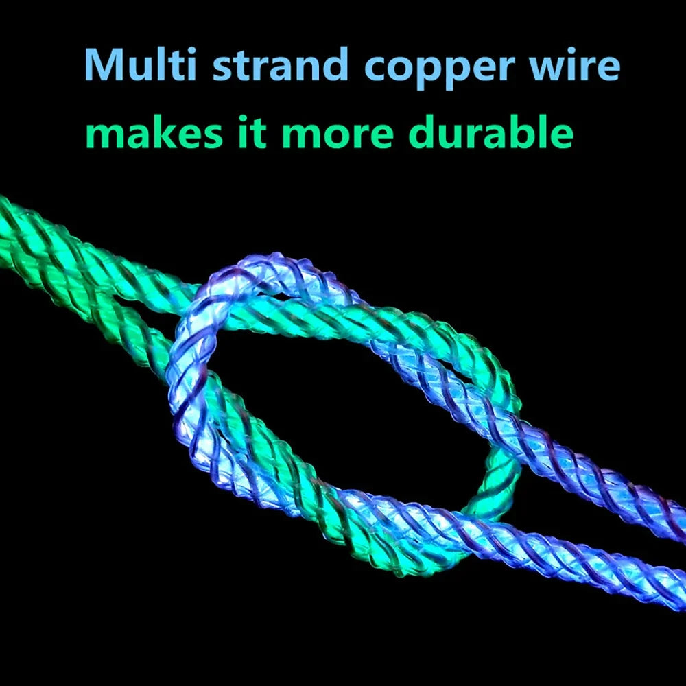 RGB 66W 6A USB-C Fast Charging Cable – Glowing Streamer Design