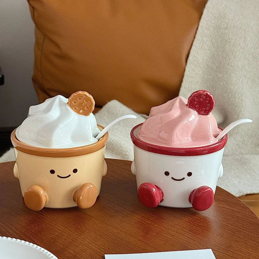 Ice Cream Ceramic Spice Jar | Decorative Condiment Storage Pot