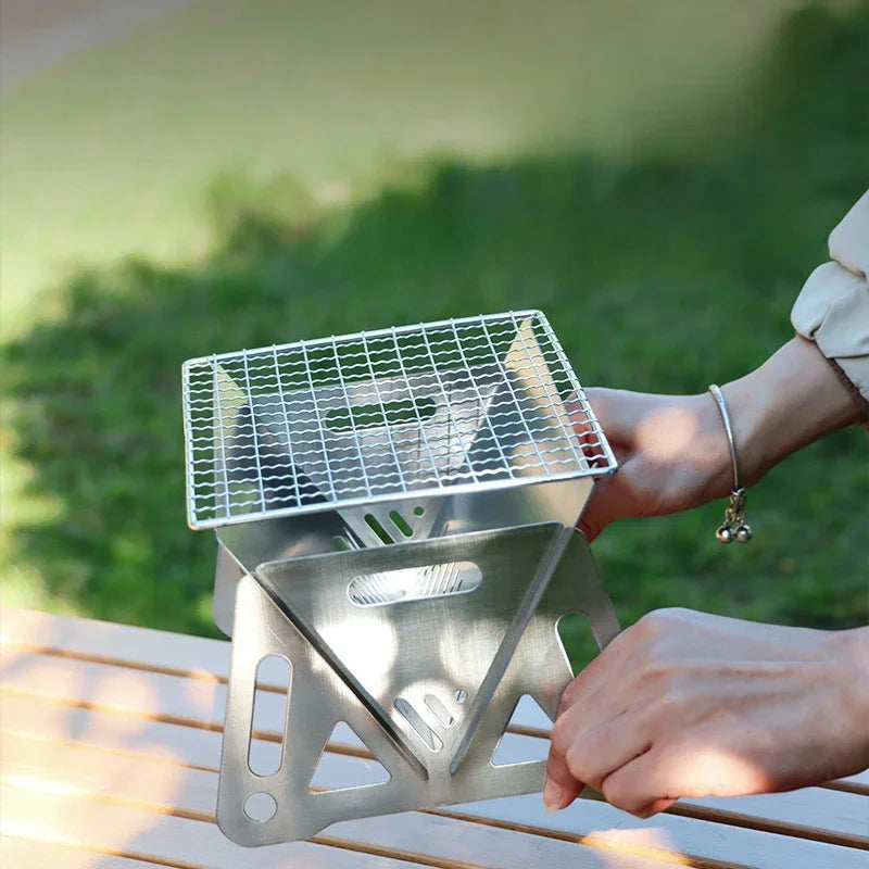 Portable Folding Charcoal BBQ Grill | Outdoor Stainless Steel Grill