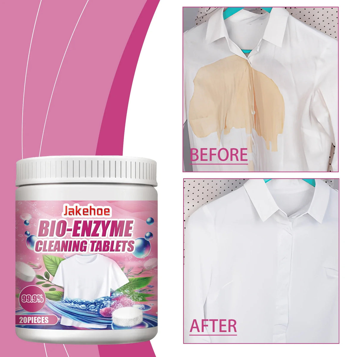JAKEHOE Stain Remover Effervescent Tablets | Laundry Cleaning