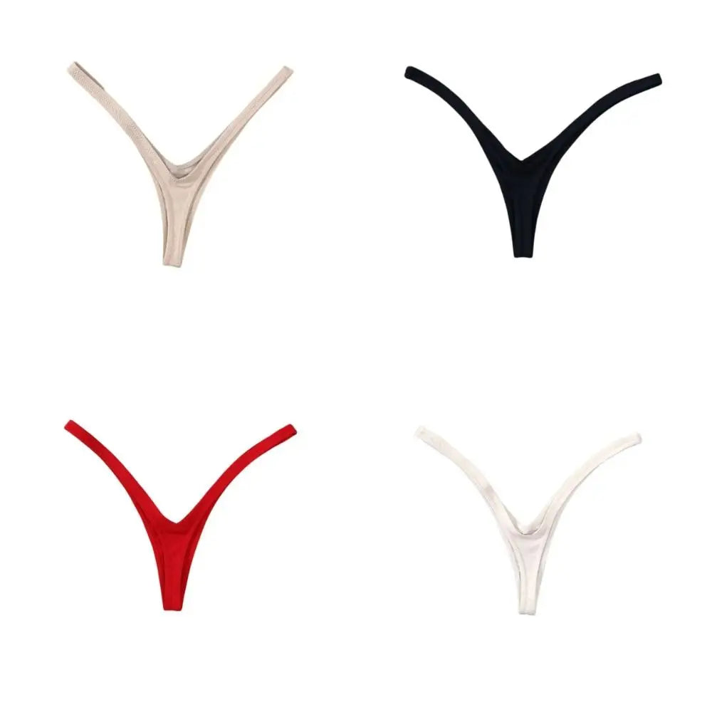 Women's Deep V Thong Panties – Cotton Lace Low Waist Bikini