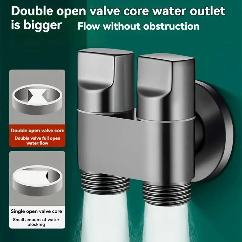Stainless Steel G1/2 Double Outlet Angle Valve | Bathroom Faucet